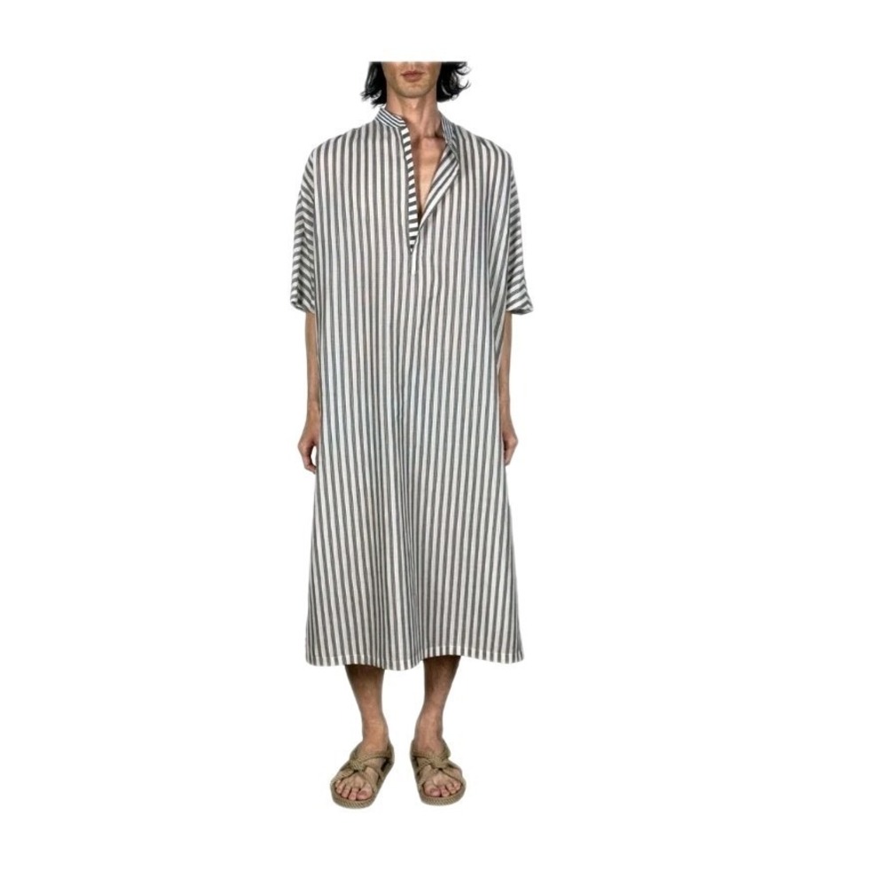 THE SALTING Cotton Caftan Large Tan/Beige Stripe Trim‎ Midi Unisex Retail$415